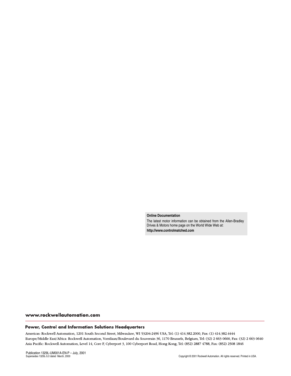 Rockwell Automation 1329L AC Induction Motors User Manual User Manual | Page 24 / 24