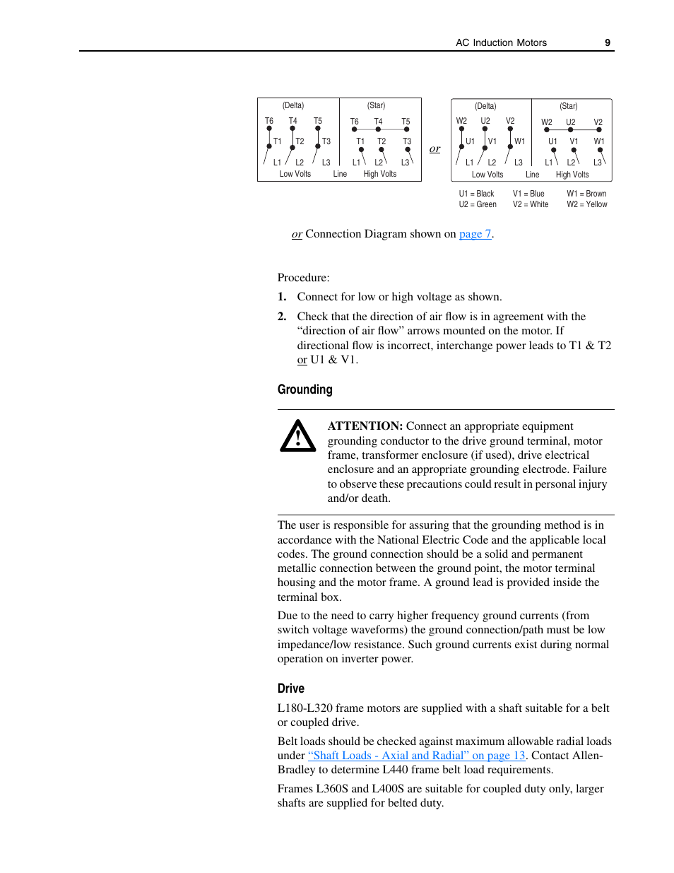 Grounding, Drive | Rockwell Automation 1329L AC Induction Motors User Manual User Manual | Page 9 / 24