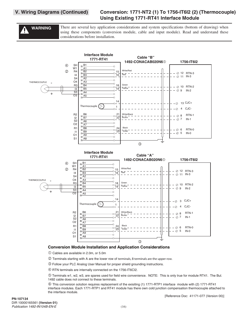 V. wiring diagrams (continued) | Rockwell Automation 1492- 1771-N Series I/O to 1756 ControlLogix I/O User Manual | Page 16 / 20