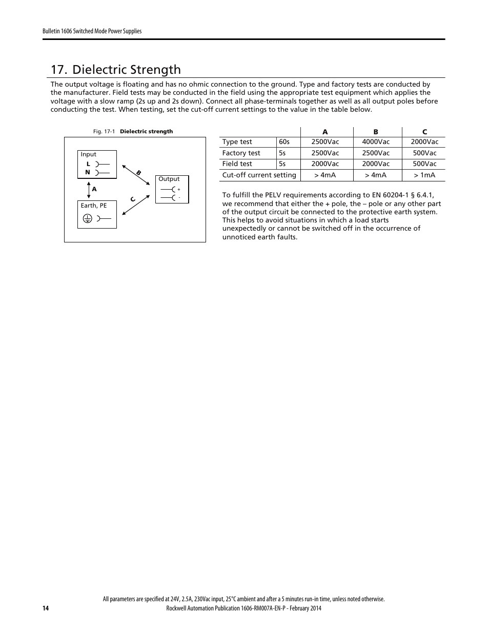 Dielectric strength | Rockwell Automation 1606-XLP60EQ Power Supply Reference Manual User Manual | Page 14 / 24