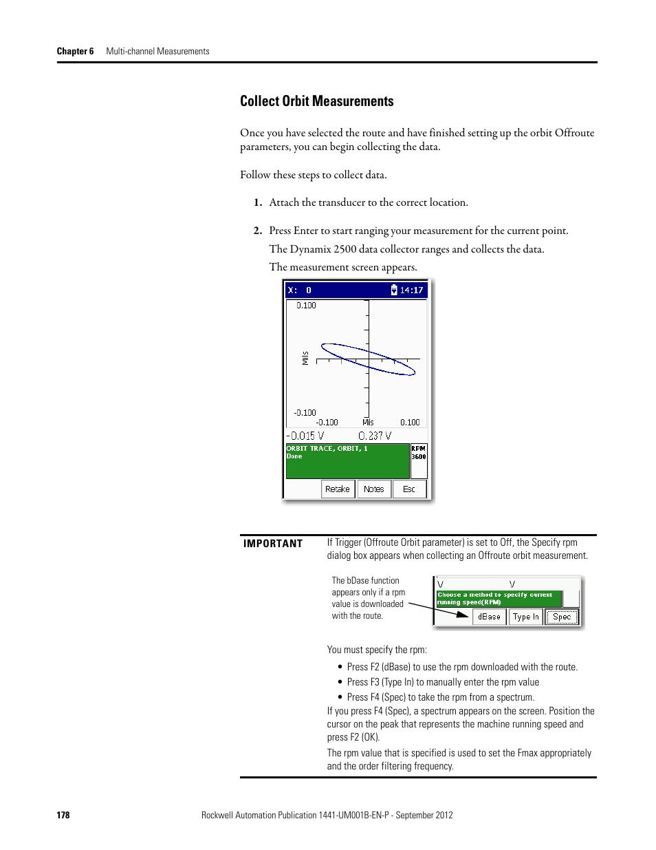 Collect orbit measurements | Rockwell Automation 1441-DYN25-Z Dynamix 2500 Data Collector User Manual | Page 178 / 218