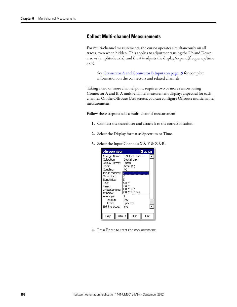 Collect multi-channel measurements | Rockwell Automation 1441-DYN25-Z Dynamix 2500 Data Collector User Manual | Page 198 / 218