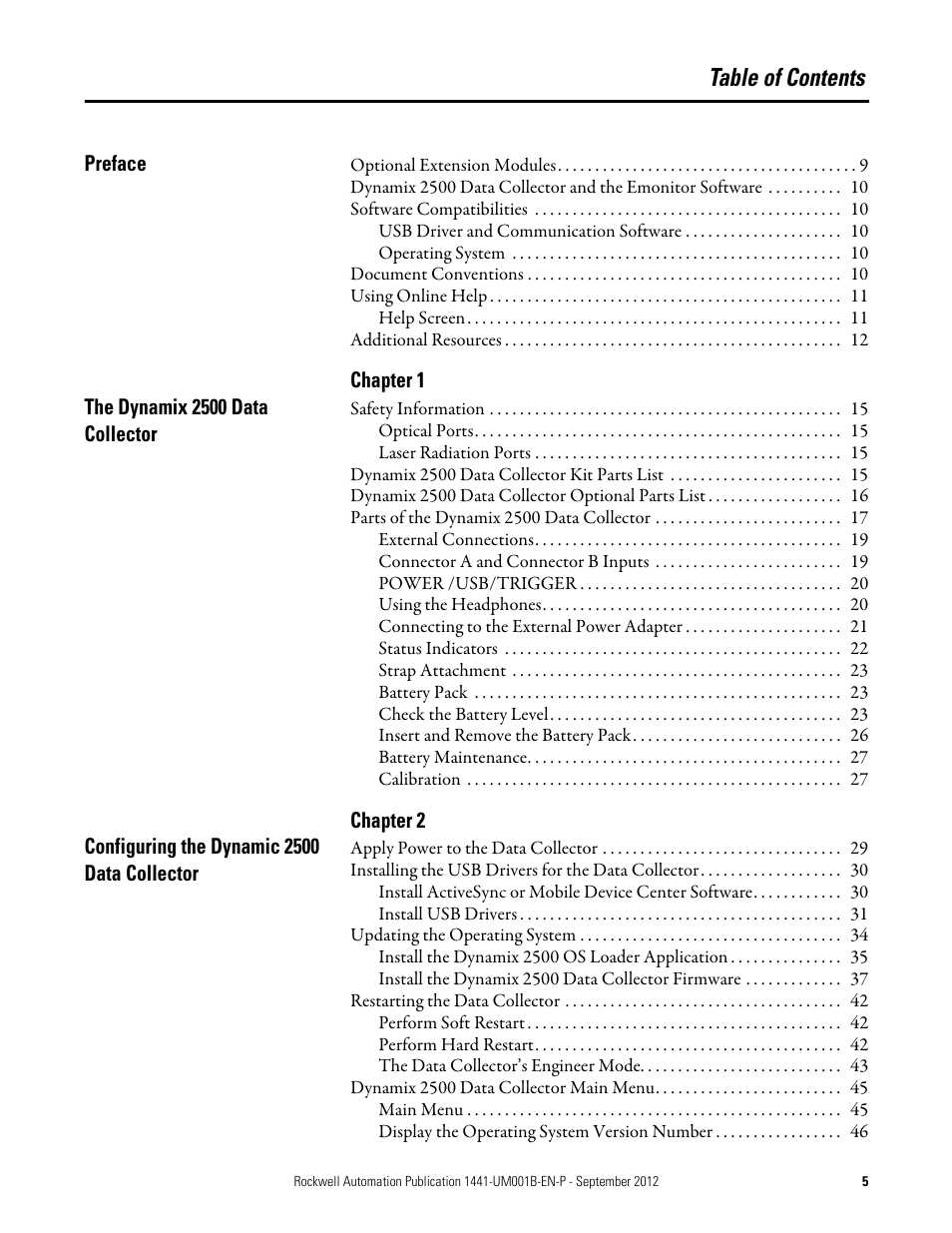 Rockwell Automation 1441-DYN25-Z Dynamix 2500 Data Collector User Manual | Page 5 / 218