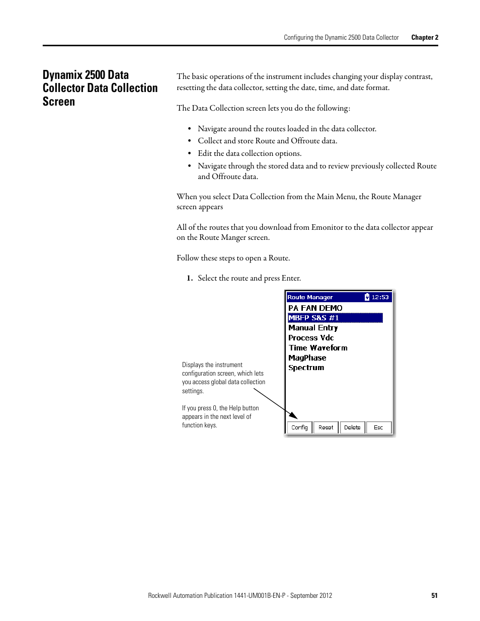 Dynamix 2500 data collector data collection screen | Rockwell Automation 1441-DYN25-Z Dynamix 2500 Data Collector User Manual | Page 51 / 218
