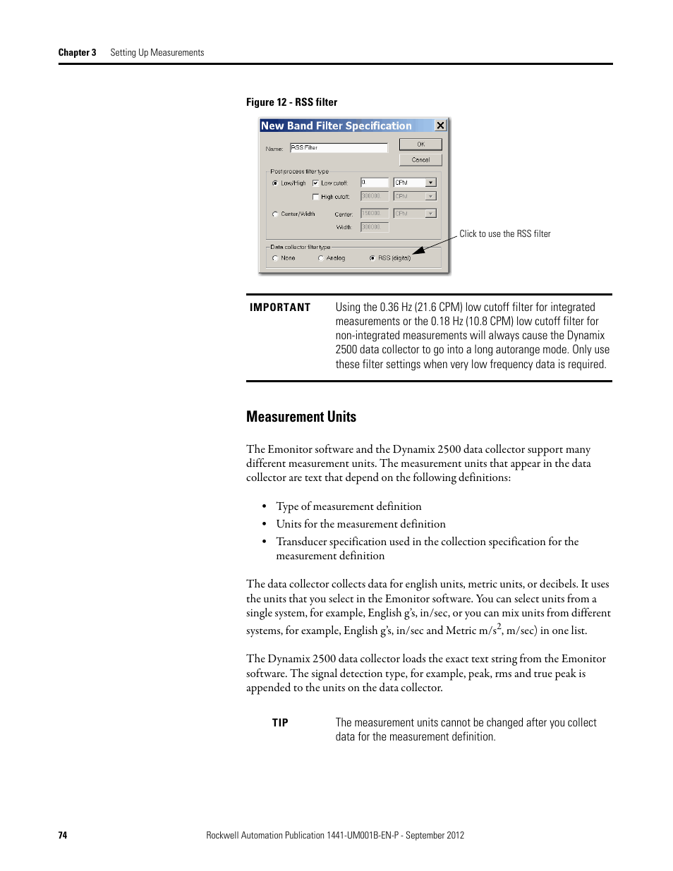 Measurement units | Rockwell Automation 1441-DYN25-Z Dynamix 2500 Data Collector User Manual | Page 74 / 218