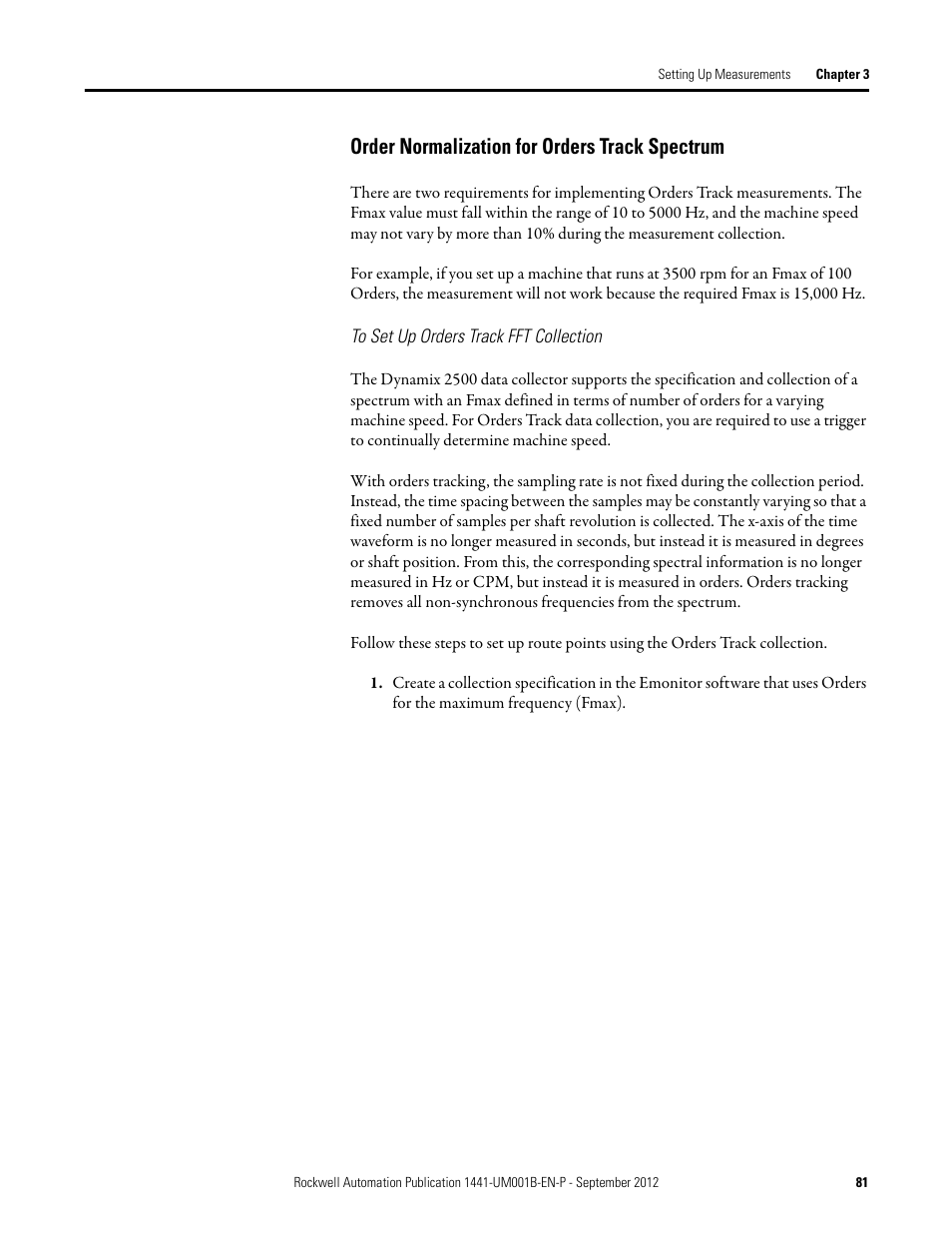 Order normalization for orders track spectrum | Rockwell Automation 1441-DYN25-Z Dynamix 2500 Data Collector User Manual | Page 81 / 218