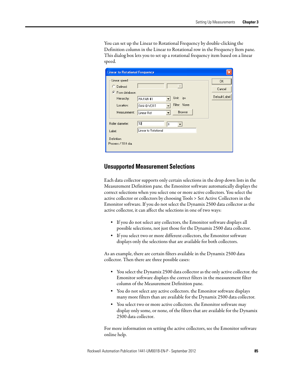 Unsupported measurement selections | Rockwell Automation 1441-DYN25-Z Dynamix 2500 Data Collector User Manual | Page 85 / 218