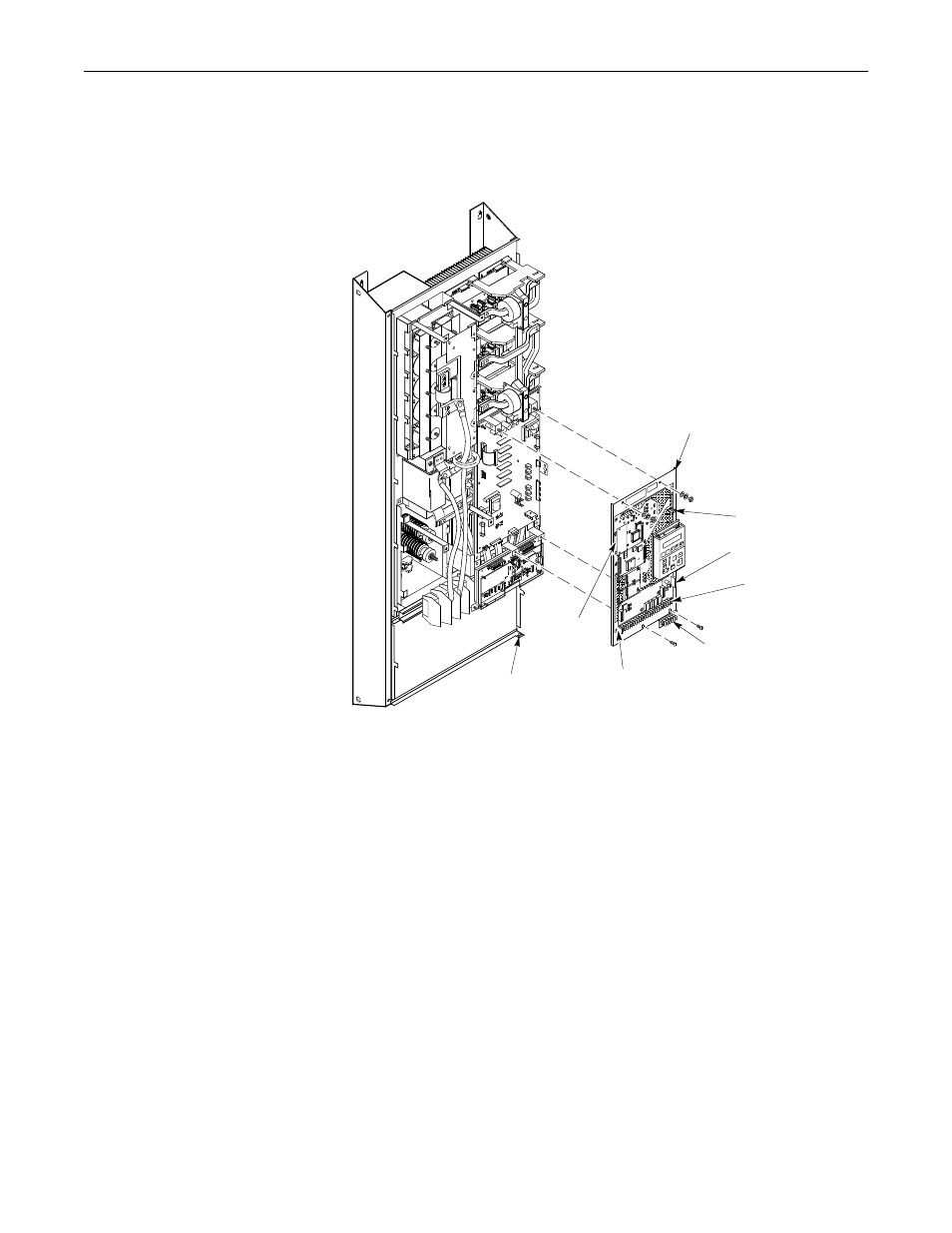 Remove the main control board mounting plate, Figurei21, Main control board mounting plate | Rockwell Automation 1336S, 1336F, 1336E, 1336T, 1336-SN-SP18A Snubber Board Kit User Manual | Page 48 / 58