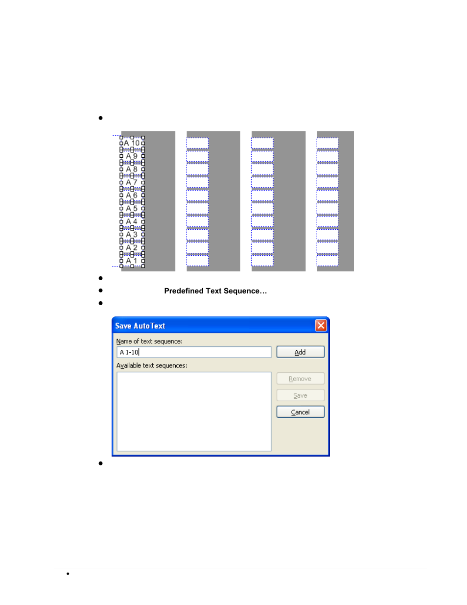 Predefined text sequence | Rockwell Automation 1492-PRINT110_PRINT220 ClearTools User Manual User Manual | Page 28 / 182