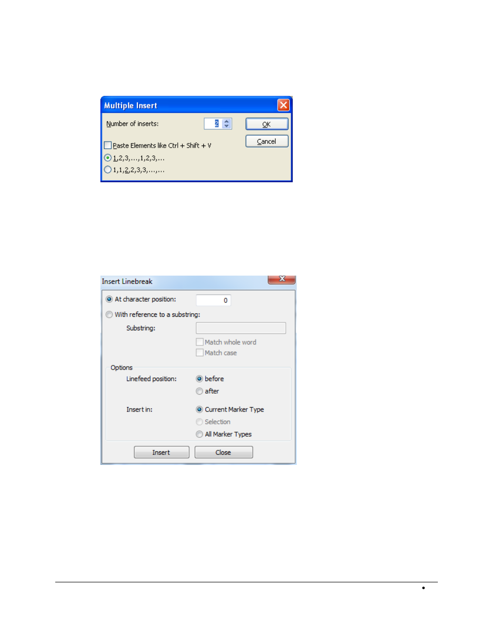 Multiple insert, Inserting a line break, Excel editing | Rockwell Automation 1492-PRINT110_PRINT220 ClearTools User Manual User Manual | Page 41 / 182
