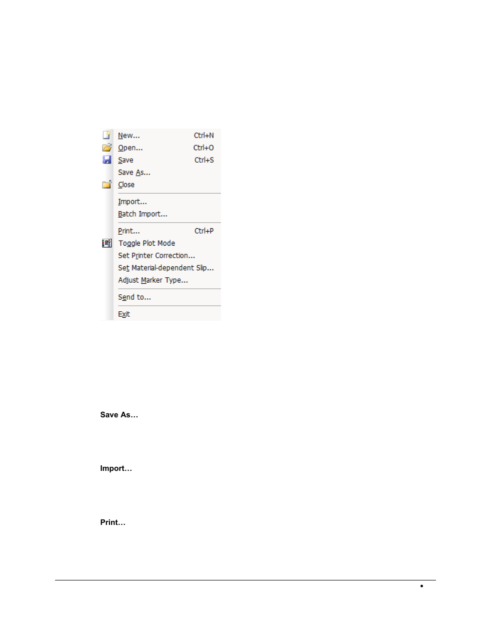 Menu bar, File menu | Rockwell Automation 1492-PRINT110_PRINT220 ClearTools User Manual User Manual | Page 47 / 182