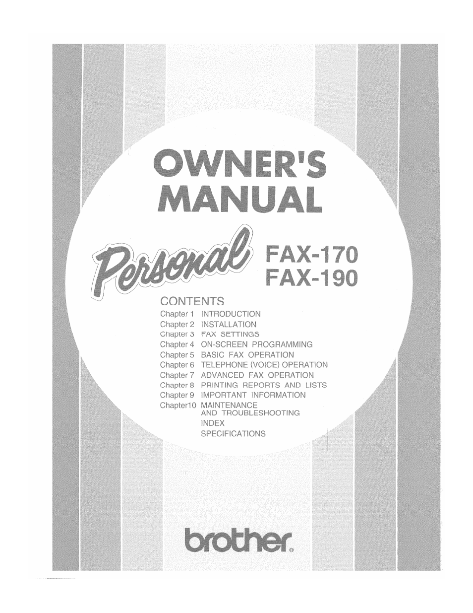 Brother Fax-170 User Manual | 74 pages
