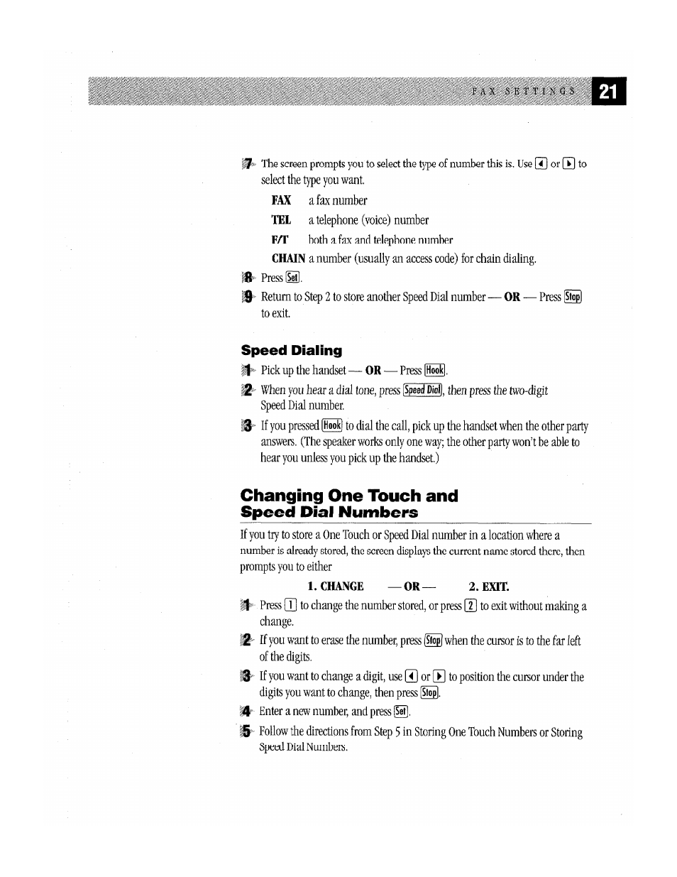 Changing one touch and speed dial numbers, L change —or— 2. exit | Brother Fax-170 User Manual | Page 27 / 74