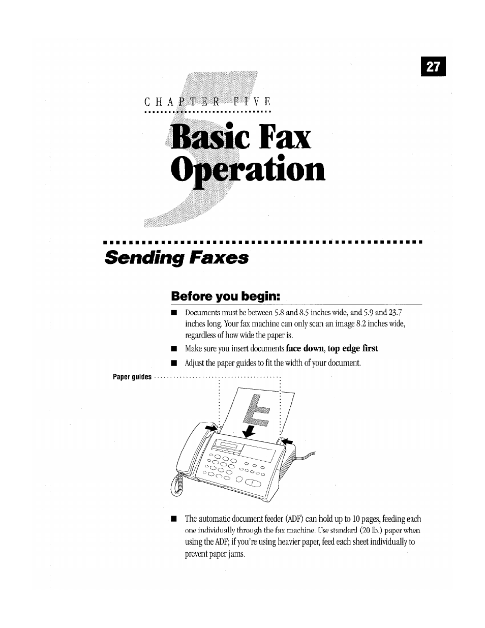 Paper guides, Before you begin, Iiwcfax | Sending faxes | Brother Fax-170 User Manual | Page 33 / 74