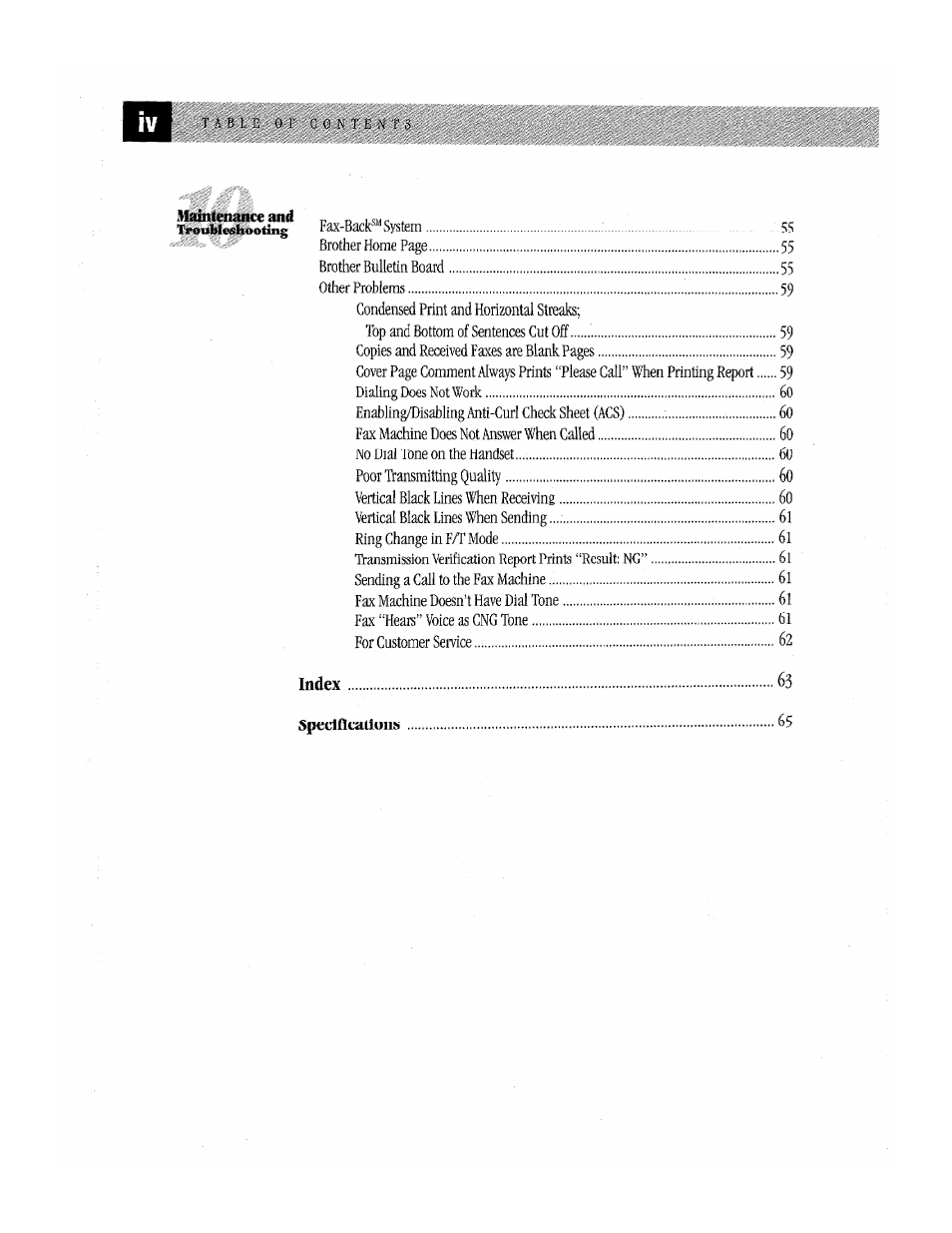 Index | Brother Fax-170 User Manual | Page 6 / 74
