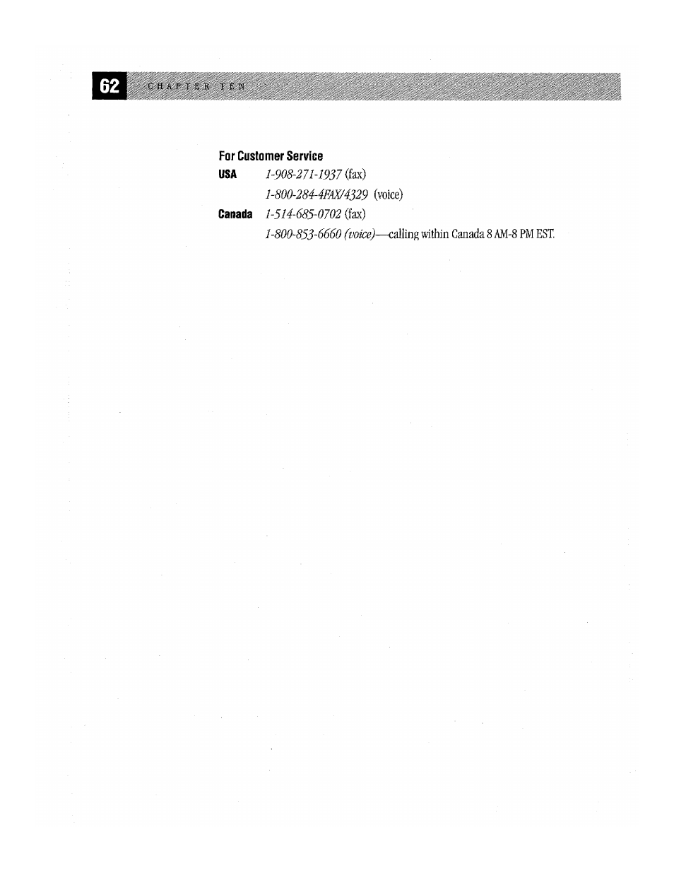 For customer service | Brother Fax-170 User Manual | Page 68 / 74