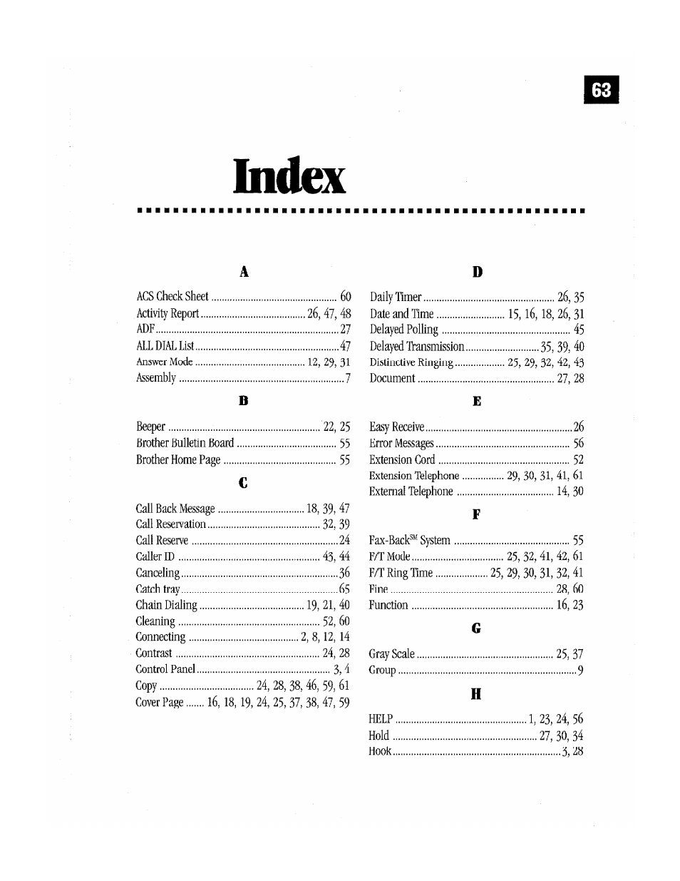 Bidex | Brother Fax-170 User Manual | Page 69 / 74