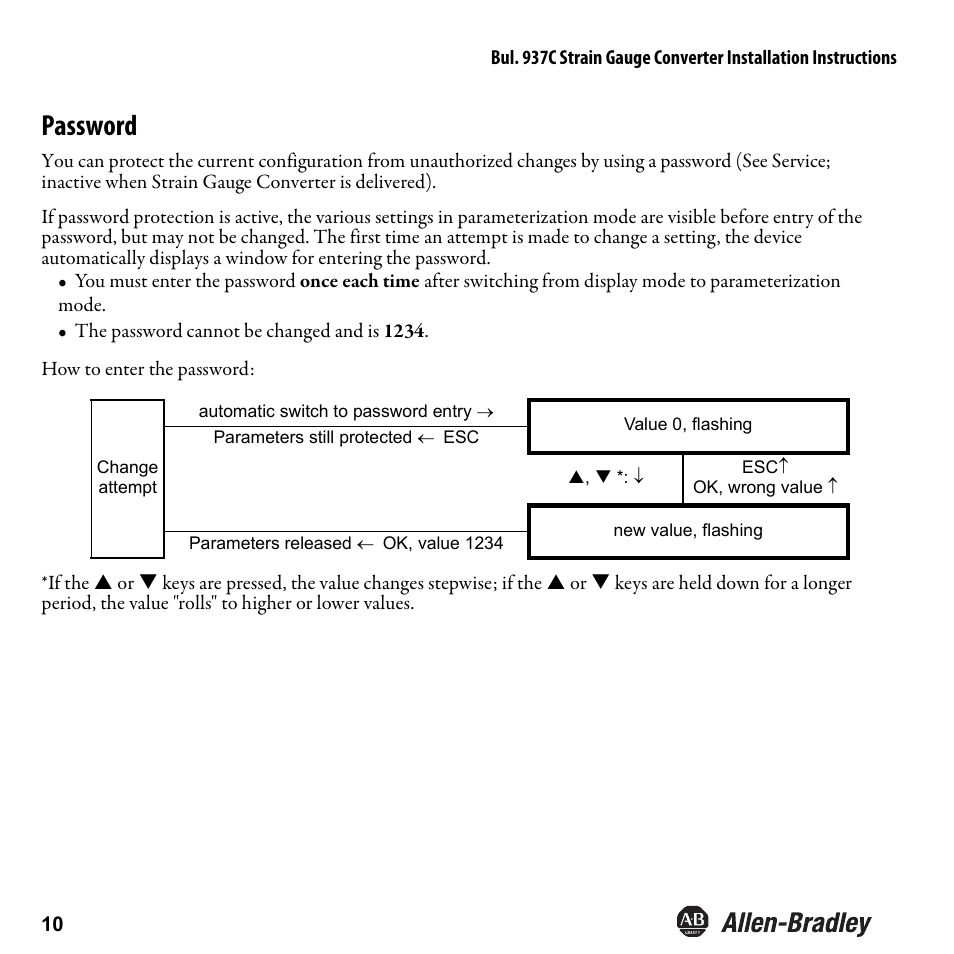 Password | Rockwell Automation 937CU-AISTR-DC1 Strain Gauge Converter Installation Instructions User Manual | Page 12 / 48