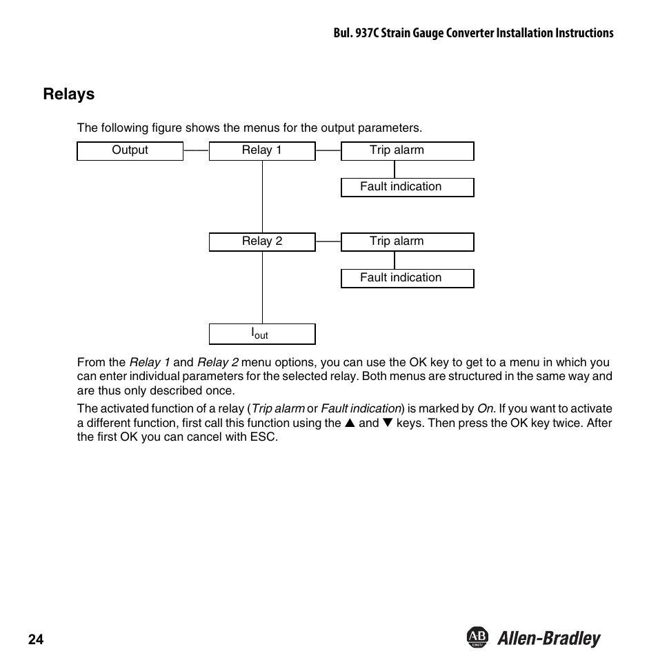 Relays | Rockwell Automation 937CU-AISTR-DC1 Strain Gauge Converter Installation Instructions User Manual | Page 26 / 48