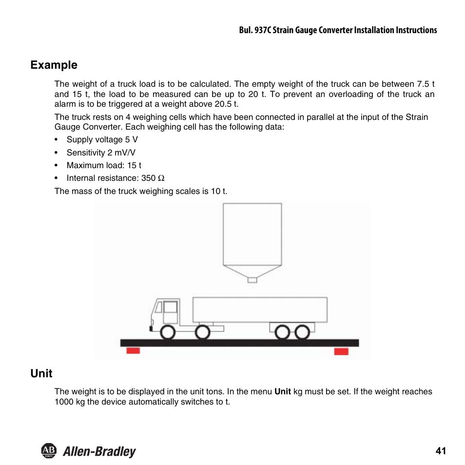 Example, Unit | Rockwell Automation 937CU-AISTR-DC1 Strain Gauge Converter Installation Instructions User Manual | Page 43 / 48