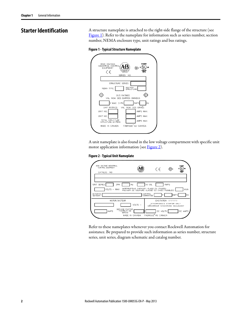 Starter identification | Rockwell Automation 1512B MV Controllers, 200/400A Two-High Cabinet, Standard and Arc-Resistant Enclosure User Manual | Page 10 / 100