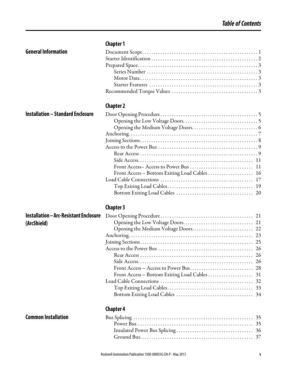Rockwell Automation 1512B MV Controllers, 200/400A Two-High Cabinet, Standard and Arc-Resistant Enclosure User Manual | Page 5 / 100