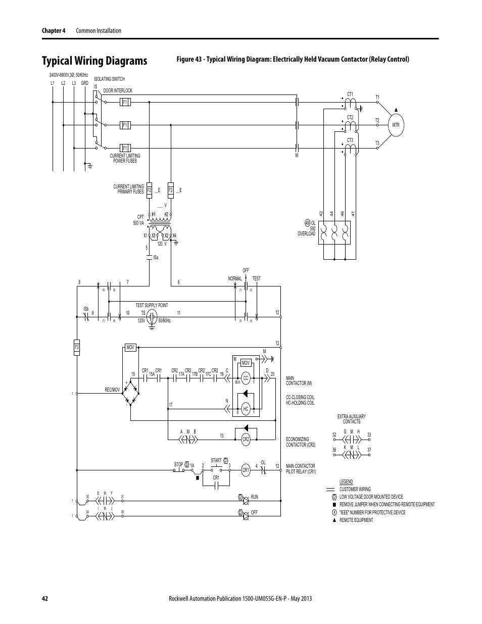 Typical wiring diagrams | Rockwell Automation 1512B MV Controllers, 200/400A Two-High Cabinet, Standard and Arc-Resistant Enclosure User Manual | Page 50 / 100