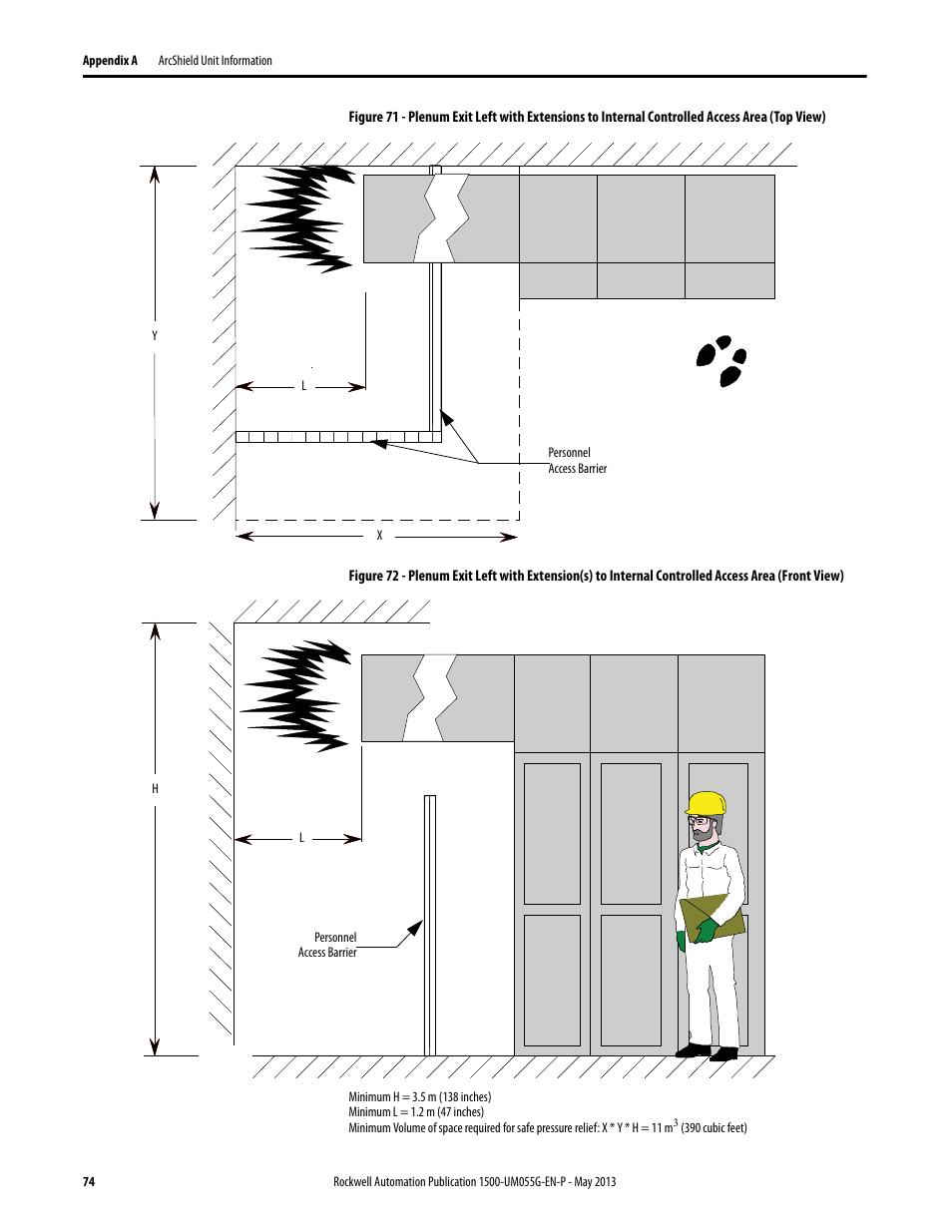 Figure 71, Figure 72 | Rockwell Automation 1512B MV Controllers, 200/400A Two-High Cabinet, Standard and Arc-Resistant Enclosure User Manual | Page 82 / 100