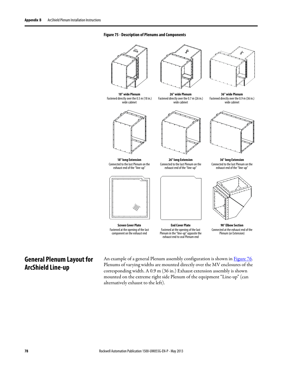 General plenum layout for arcshield line-up, Plenum bracing | Rockwell Automation 1512B MV Controllers, 200/400A Two-High Cabinet, Standard and Arc-Resistant Enclosure User Manual | Page 86 / 100