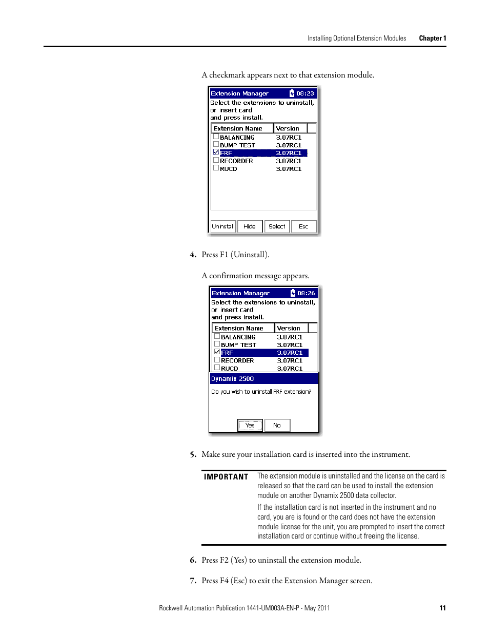 Rockwell Automation 1441-DYN25-MFRF Frequency Response Function Extension Module for the Dynamix 2500 User Manual | Page 11 / 32