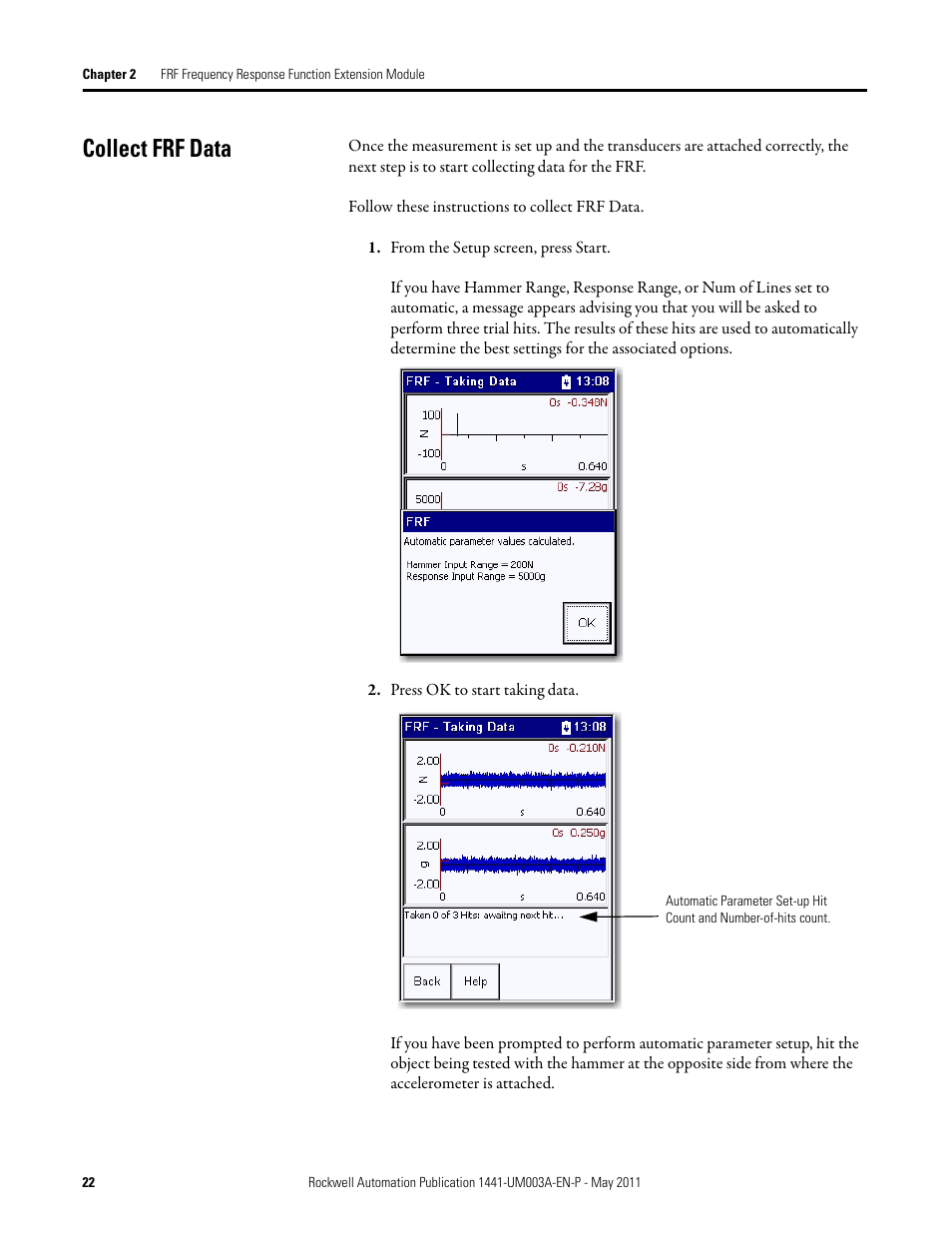 Collect frf data | Rockwell Automation 1441-DYN25-MFRF Frequency Response Function Extension Module for the Dynamix 2500 User Manual | Page 22 / 32