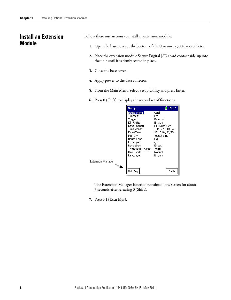 Install an extension module | Rockwell Automation 1441-DYN25-MFRF Frequency Response Function Extension Module for the Dynamix 2500 User Manual | Page 8 / 32
