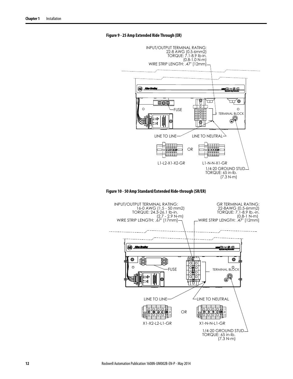 Figure 9 - 25 amp extended ride through (er), Figure 9, Figure 10 | Rockwell Automation 1608N MiniDySC User Manual, 12-50 Amp User Manual | Page 12 / 24