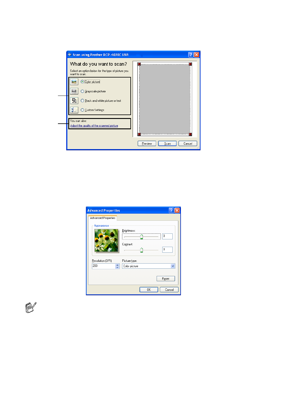 Scanning a document, Scanning a document -12 | Brother DCP-4020C User Manual | Page 111 / 227