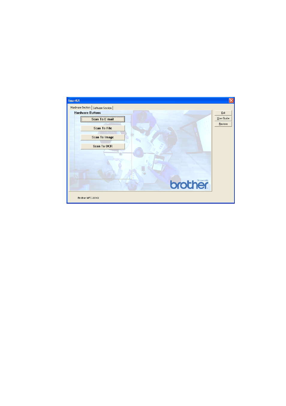 Hardware section: changing the scan to button, Configuration -6, Xp: see | Xp: see hardware | Brother DCP-4020C User Manual | Page 146 / 227