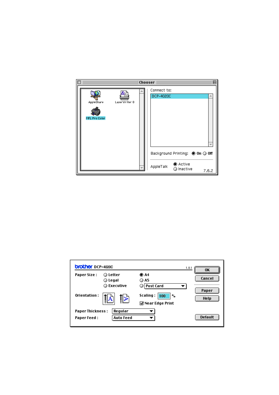Using the brother printer driver with your apple, Macintosh, Os 8.6-9.2) -2 | Os 8.6-9.2) | Brother DCP-4020C User Manual | Page 180 / 227