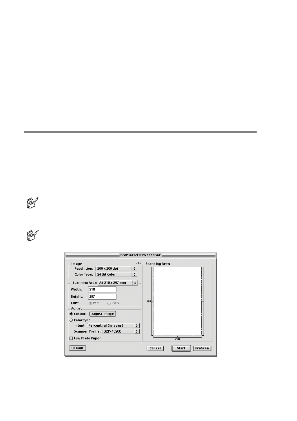 Accessing the scanner, Using the brother twain scanner driver with your, Macintosh | For mac os 8.6-9.2 and os x 10.2.1 or, Greater) -7, Accessing the scanner -7 | Brother DCP-4020C User Manual | Page 185 / 227