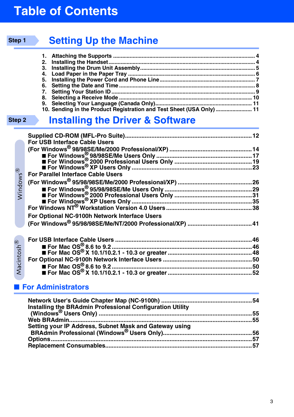 Brother MFC 8220 User Manual | Page 5 / 61