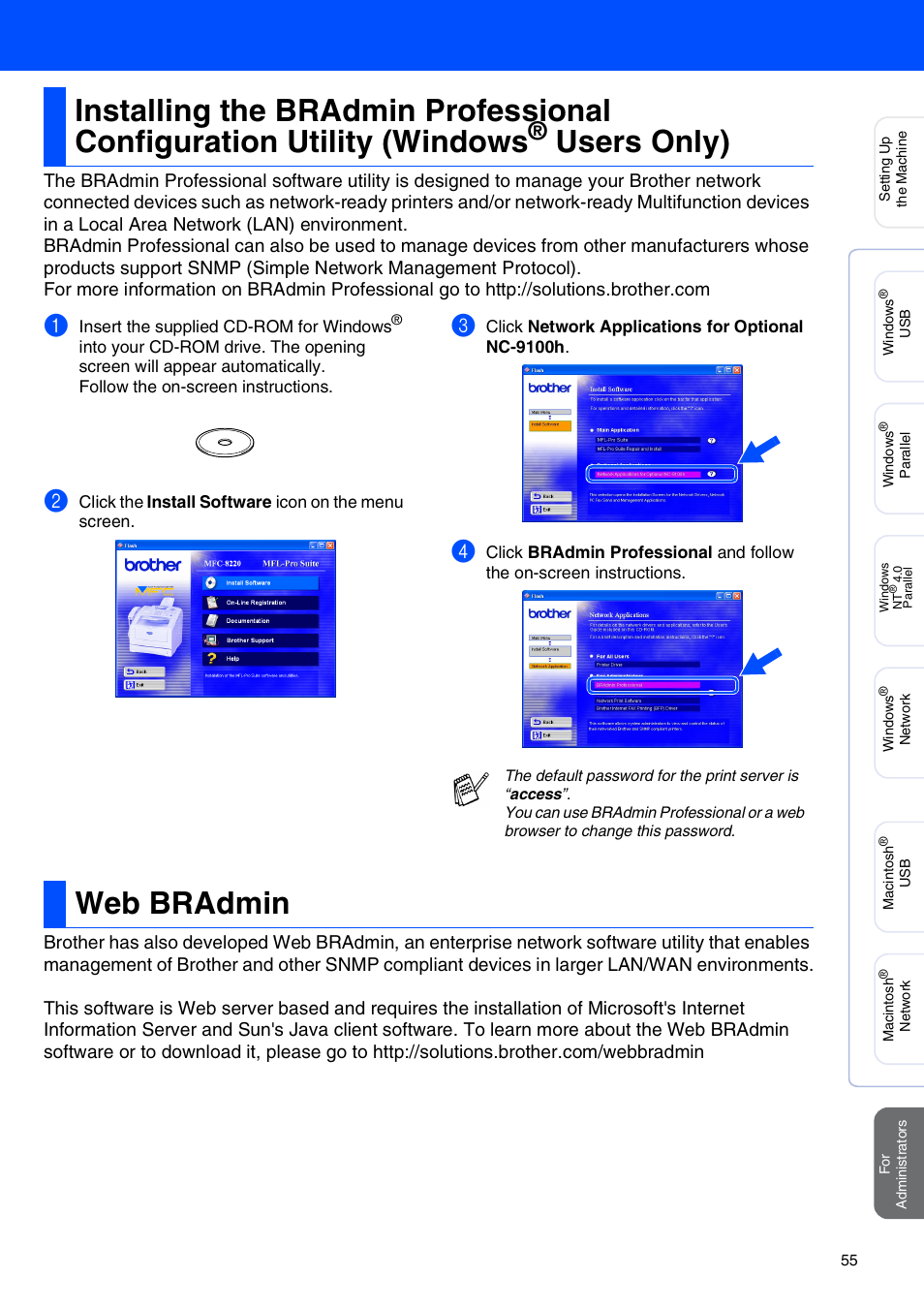 Web bradmin, Windows, Users only) | Brother MFC 8220 User Manual | Page 57 / 61