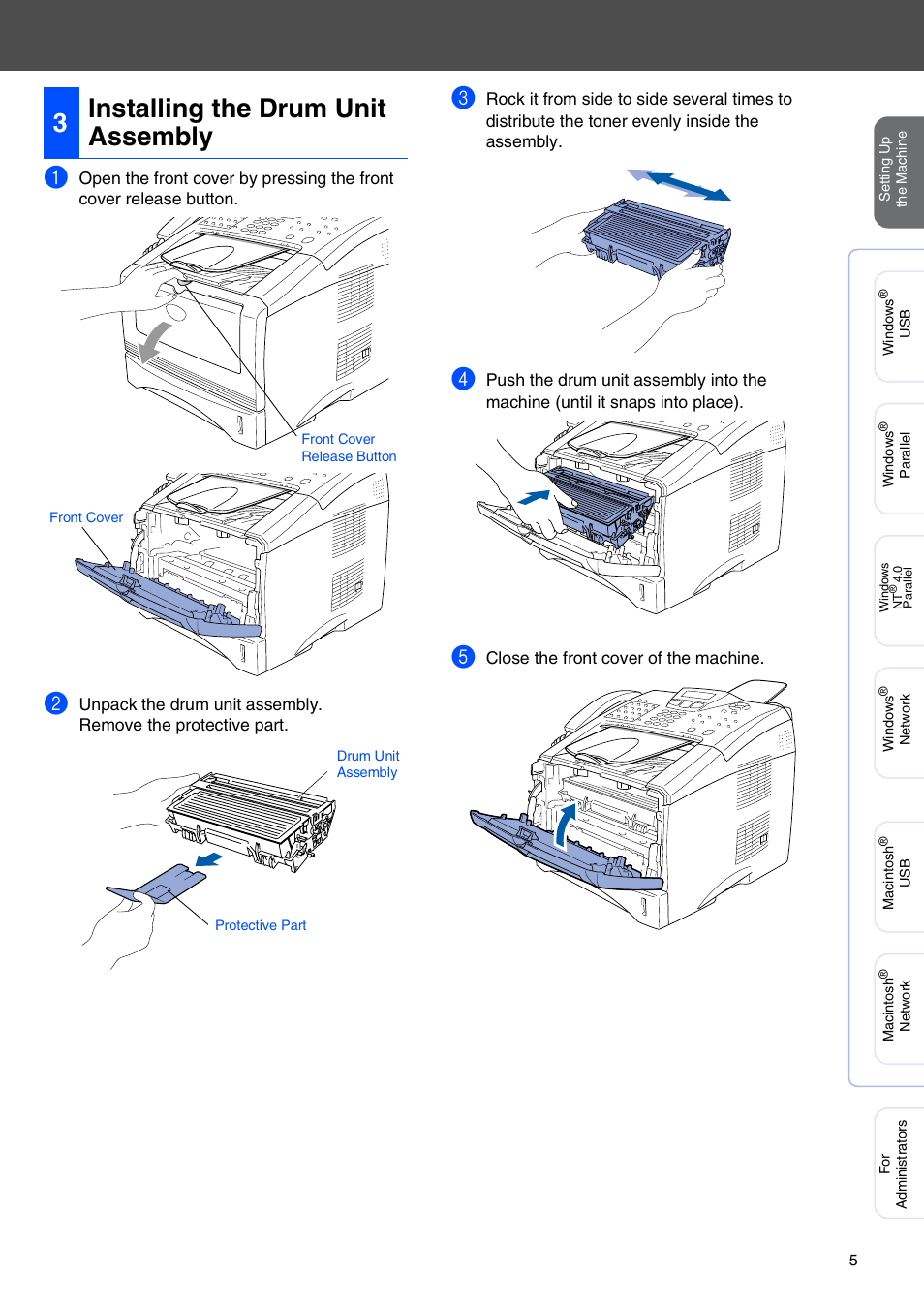 3 installing the drum unit assembly, Installing the drum unit assembly, 3installing the drum unit assembly | Brother MFC 8220 User Manual | Page 7 / 61