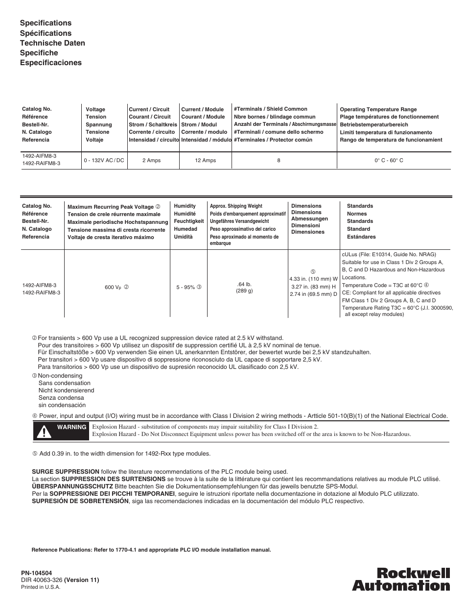 Rockwell Automation 1492-AIFM8-3_RAIFM8-3 Analog Interface Modules User Manual | Page 6 / 6