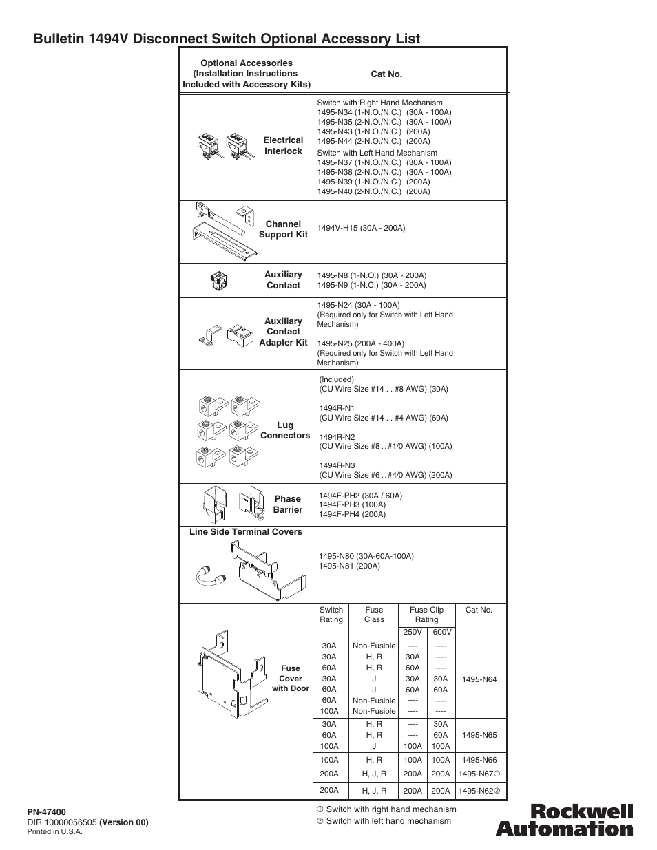 Rockwell Automation 1494V-DSxx Series D Variable Depth Disconnect Switch User Manual | Page 16 / 16