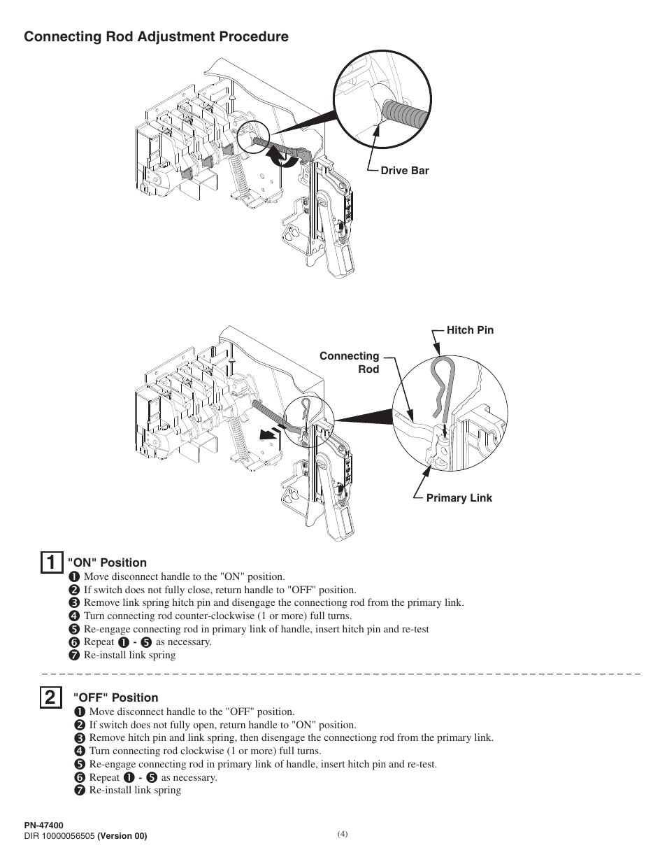 Connecting rod adjustment procedure | Rockwell Automation 1494V-DSxx Series D Variable Depth Disconnect Switch User Manual | Page 4 / 16