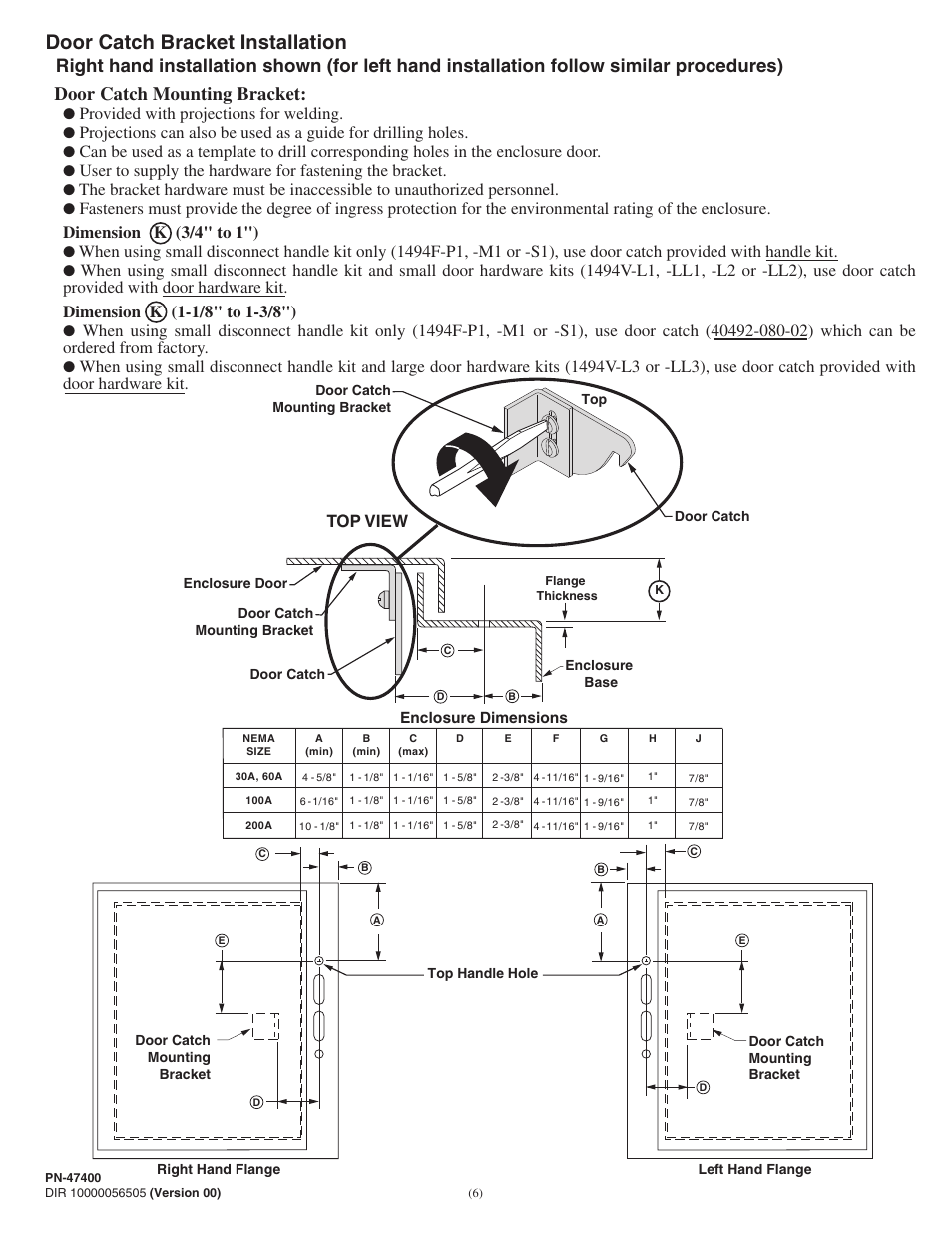 Door catch bracket installation, Door catch mounting bracket, Top view | Provided with projections for welding | Rockwell Automation 1494V-DSxx Series D Variable Depth Disconnect Switch User Manual | Page 6 / 16