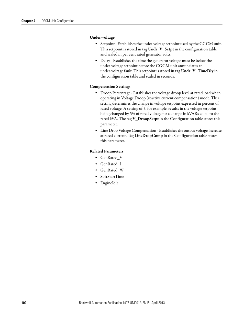 Rockwell Automation 1407-CGCM Combination Generator Control Module User Manual | Page 100 / 246