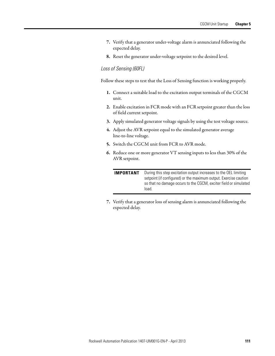 Rockwell Automation 1407-CGCM Combination Generator Control Module User Manual | Page 111 / 246