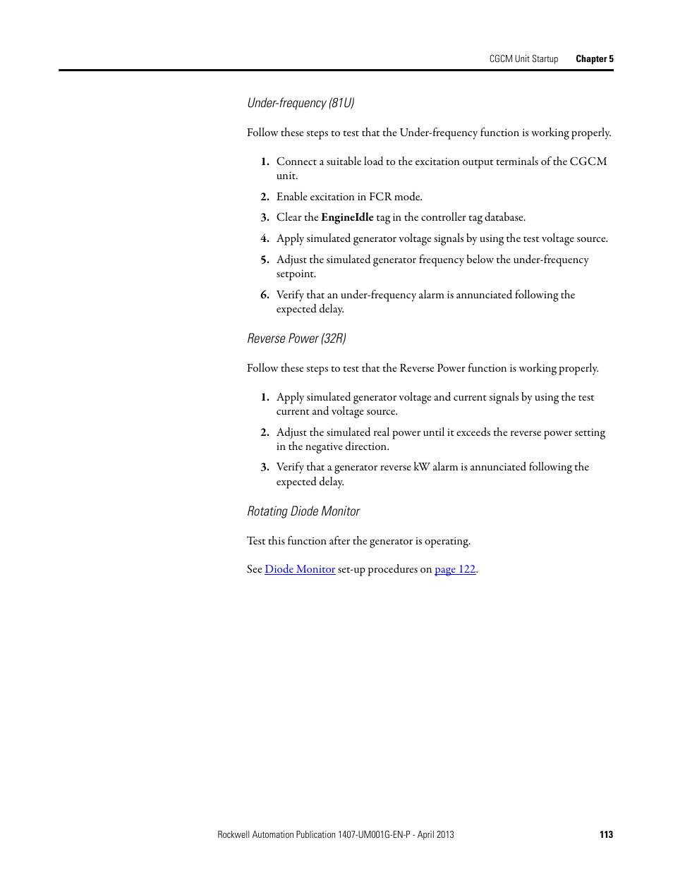 Rockwell Automation 1407-CGCM Combination Generator Control Module User Manual | Page 113 / 246