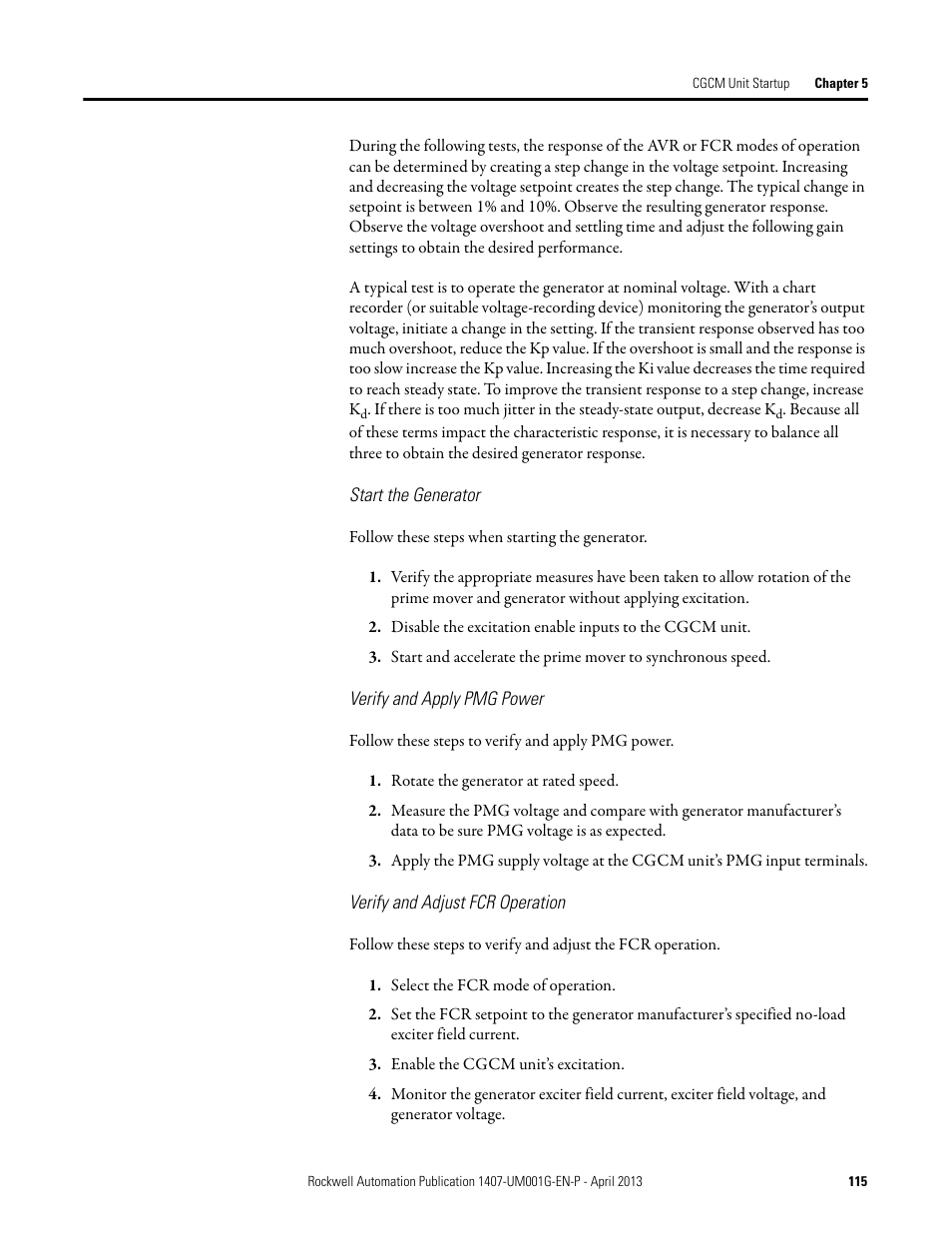 Rockwell Automation 1407-CGCM Combination Generator Control Module User Manual | Page 115 / 246