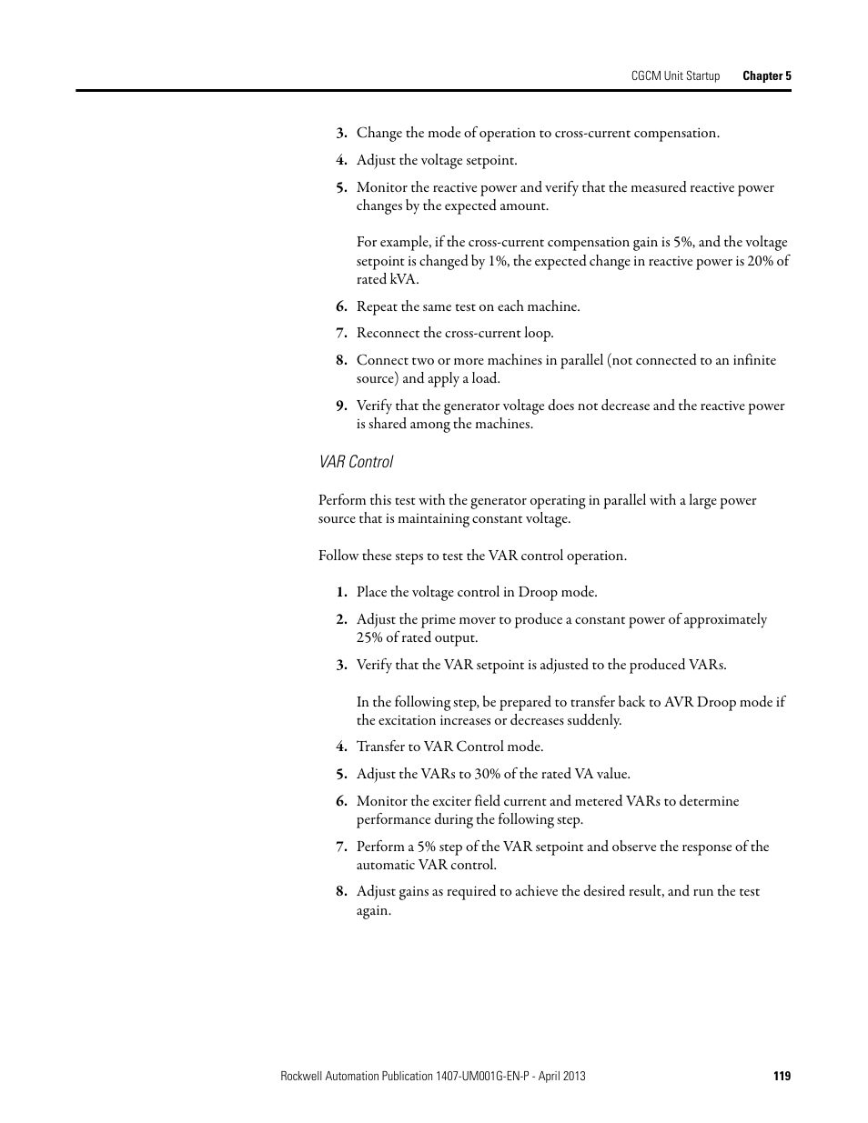 Rockwell Automation 1407-CGCM Combination Generator Control Module User Manual | Page 119 / 246