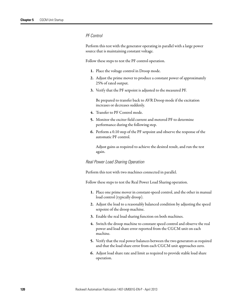 Rockwell Automation 1407-CGCM Combination Generator Control Module User Manual | Page 120 / 246